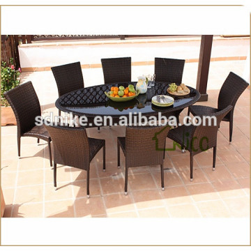 Novo estilo ao ar livre de plástico rattan mesa de jantar conjunto